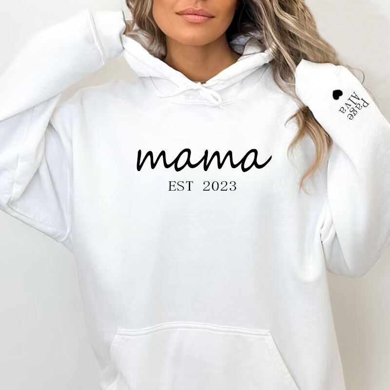 Personalized Mama Hoodie with Custom Name and Date for Mother's Day
