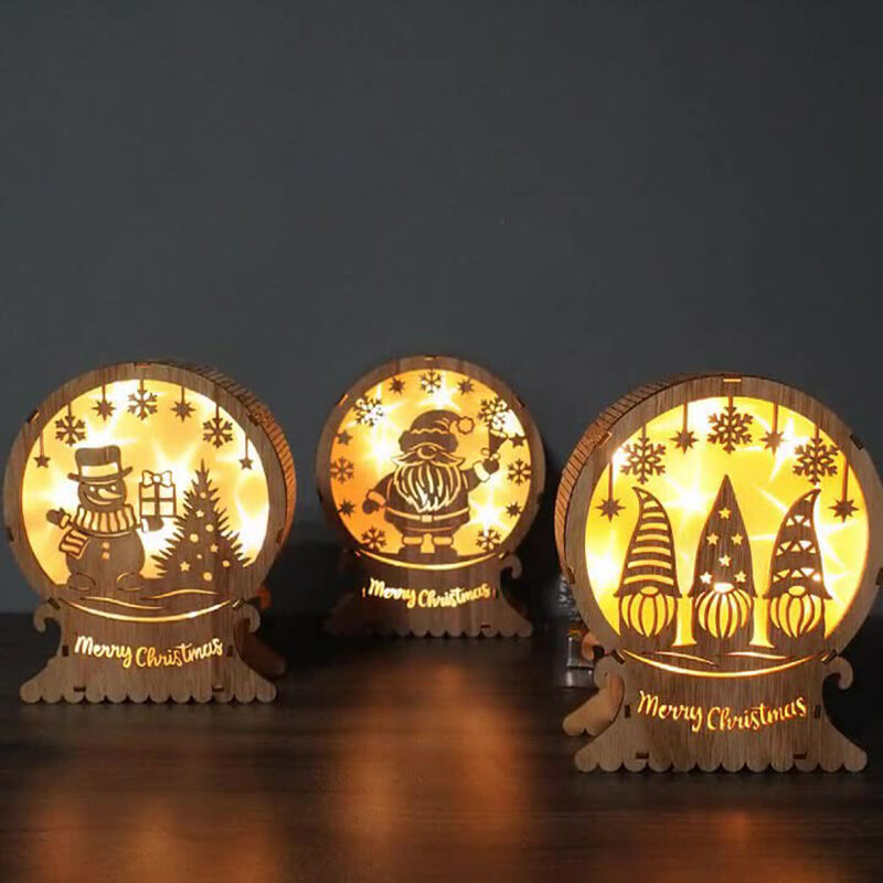 Beautiful 3D Wood Carving Decorative Light Creative Christmas Gift