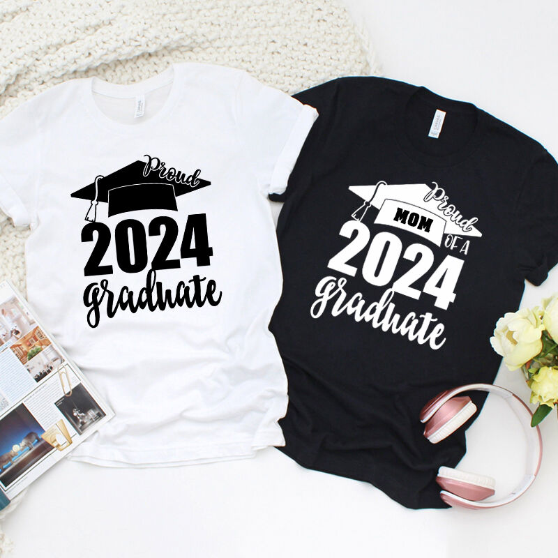 Personalisiertes T-Shirt Stolze Mutter eines 2024 Absolventen Perfektes Geschenk für die Abschlussfeier