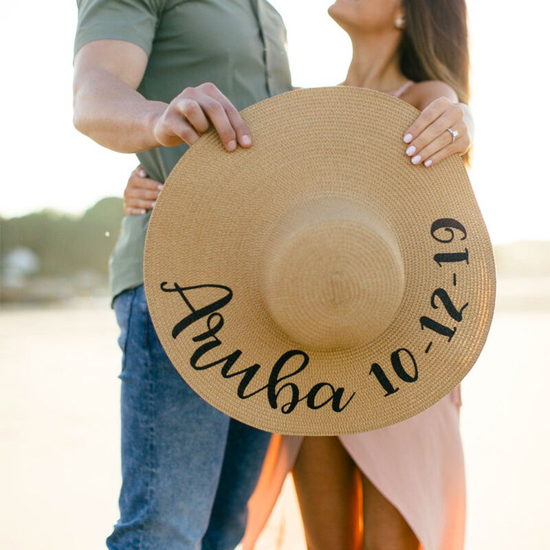 Sombrero de playa personalizado con nombre y fecha Regalo único para ella en su viaje de aniversario