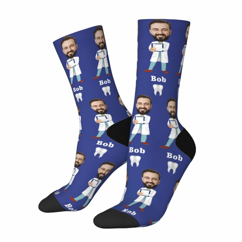 Personalized Face Socks Funny Photos Mid-Calf Socks Gifts for Dentists