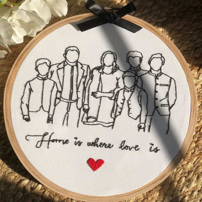 Cerceau de broderie personnalisé Dessin au trait personnalisé Décoration amusante pour les amis Cadeau de Noël