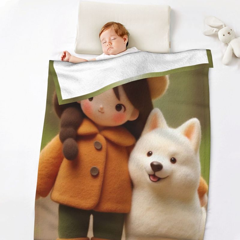 Personalized Felt Style Cartoon Picture Blanket Cute Gift for Your Love