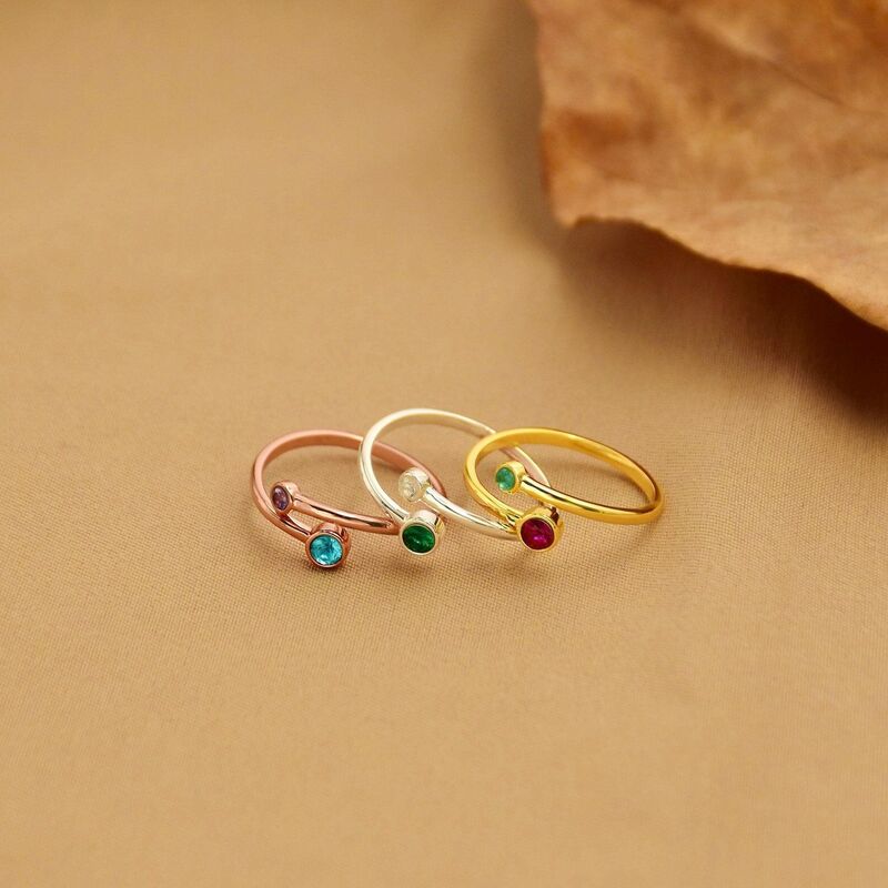 Personalized Birthstone Ring Simple Gift for Couples