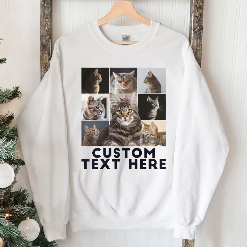 Personalized Sweatshirt Custom Pet's Photos Poster Style Design Attractive Gift for Pet Lovers