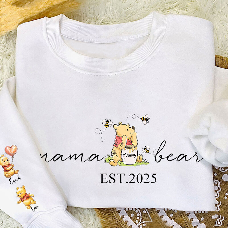 Personalized Sweatshirt Mama Bear Custom Names Baby Bear Pattern Design Perfect Mother's Day Gift