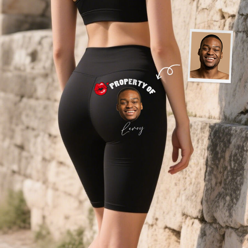 Leggings de motociclista personalizados, propiedad tuya. Diseño personalizado con foto y nombre. Regalo divertido para tu amante y esposa.