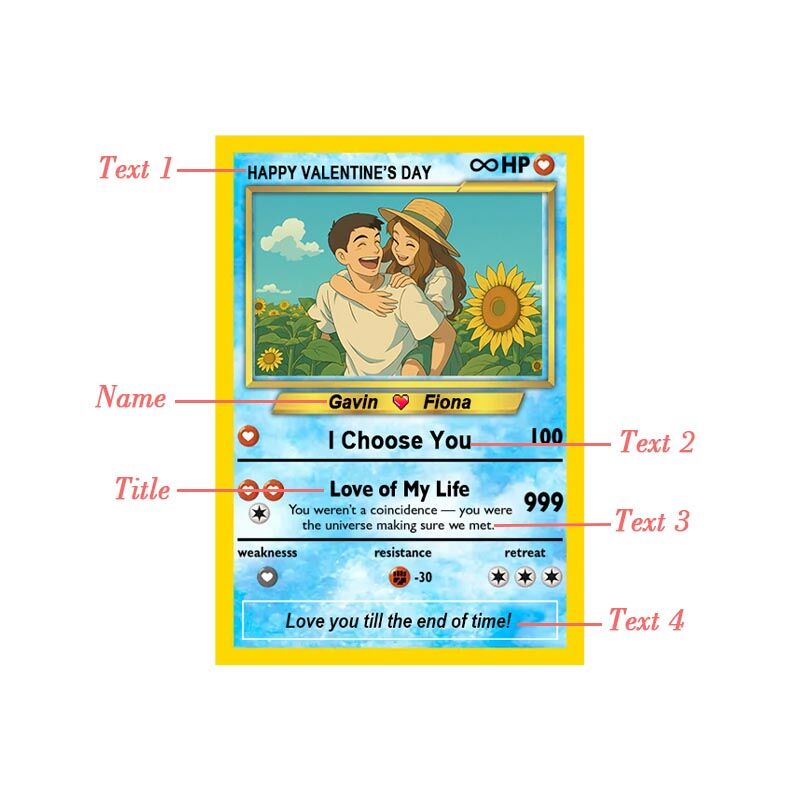 Personalized Photo Poke Card with Heart Pattern Romantic Valentine's Day Gift