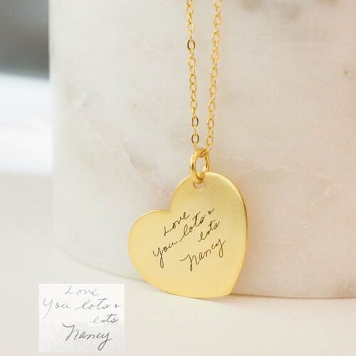 Handschrift-Halskette-Signatur-Halskette-Custom Heart Charm