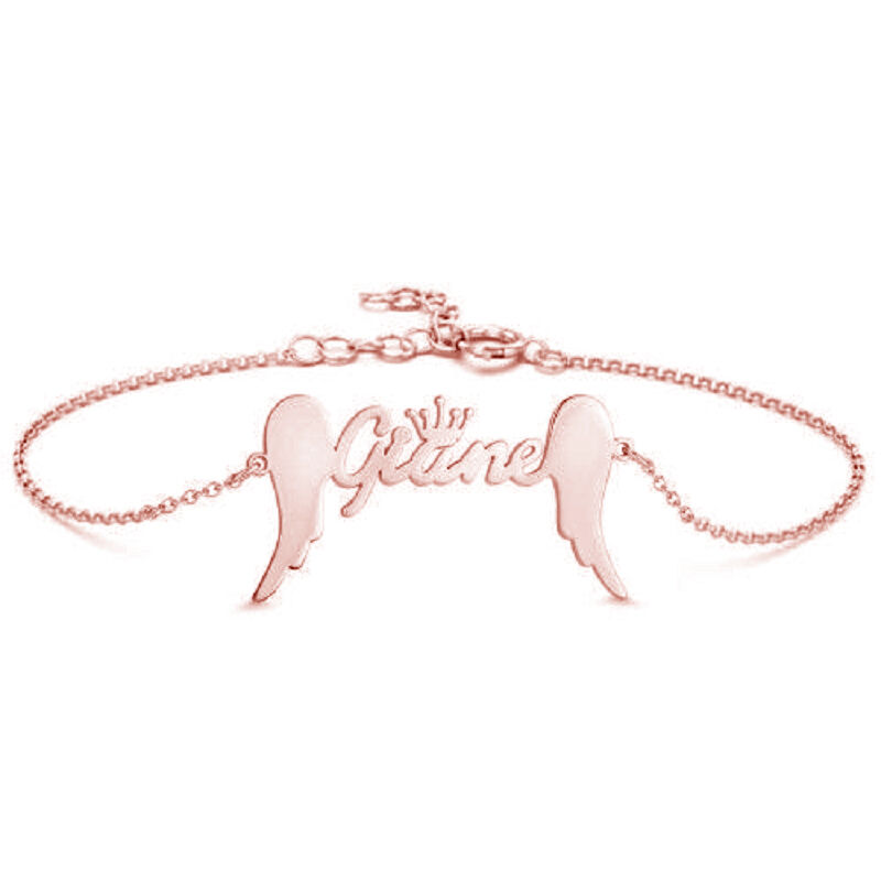 "You're An Angel" Name Personalized Bracelet With Crown Angel Wings