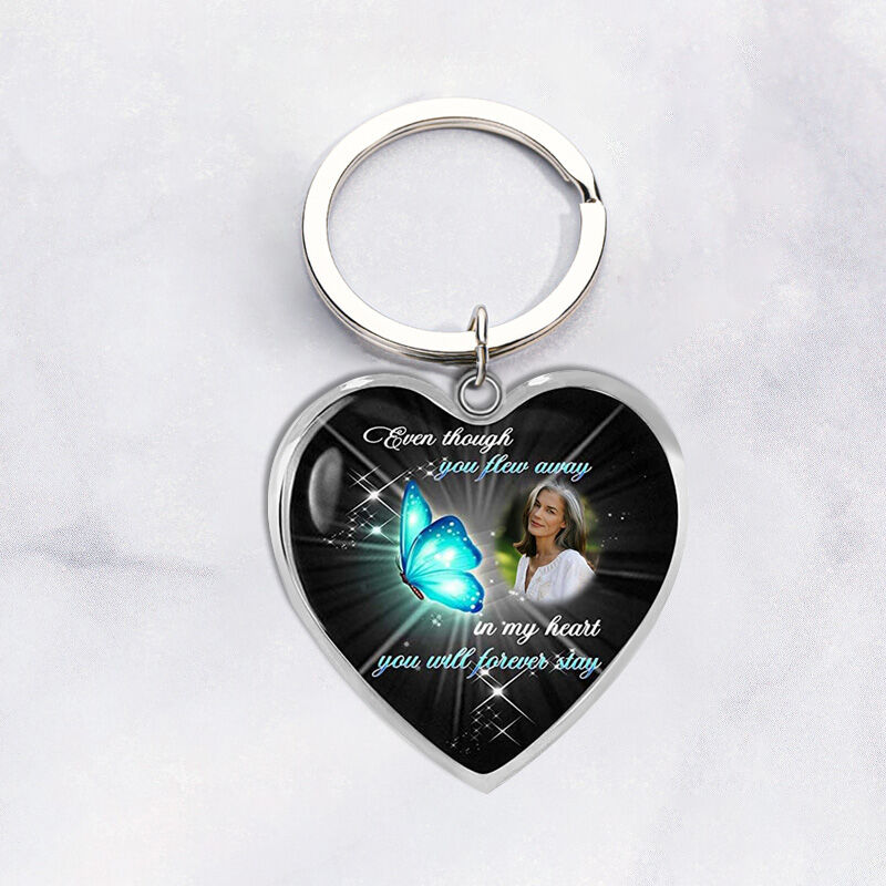 "In My Heart You Will Forever Stay" Custom Photo Keychain