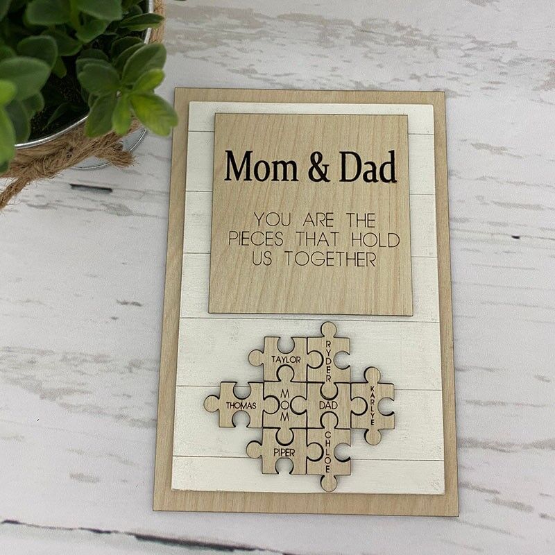 Personalized Mom & Dad Puzzle Pieces Name Sign