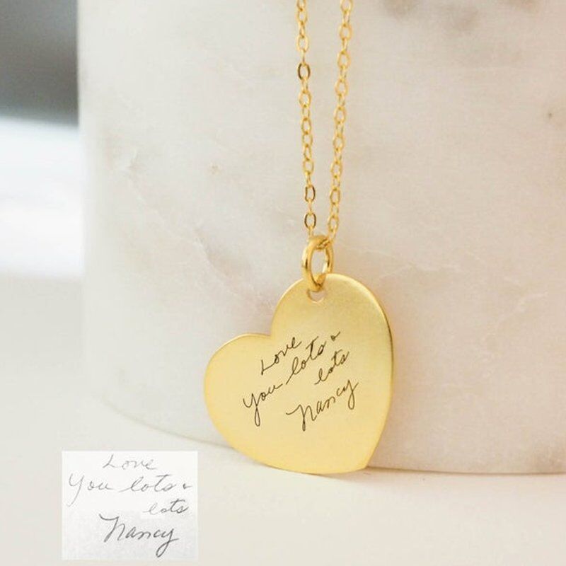 Handwriting Necklace-Signature Necklace-Custom Heart Charm