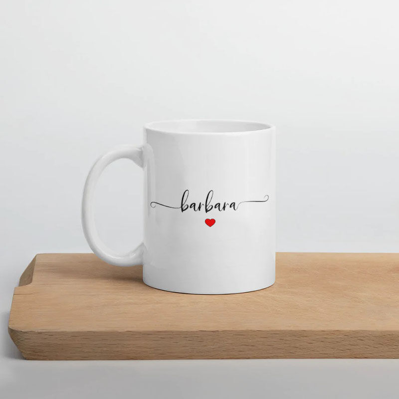 Personalized Red Heart Custom Name Mug