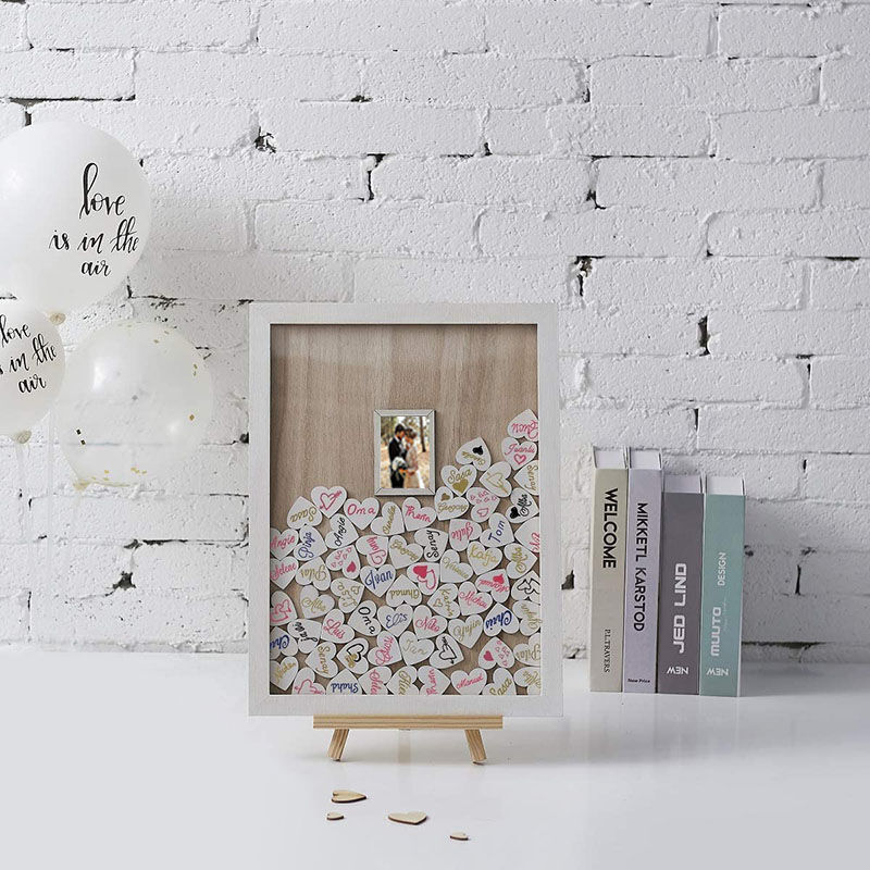 Personalisiertes Gästebuch aus Holz, quadratisch, alternativ, Hochzeitsgeschenk mit Einlegerahmen
