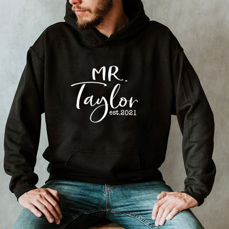 Personalized Hoodie with Custom Name and Year Attractive Mr Design Great Gift for Couple