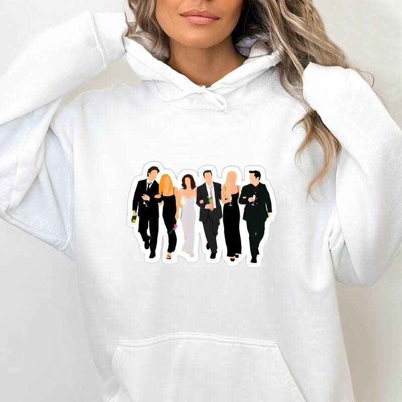 Personalized Hoodie Classic Scene Design Pattern Friends Forever Gift for Fans