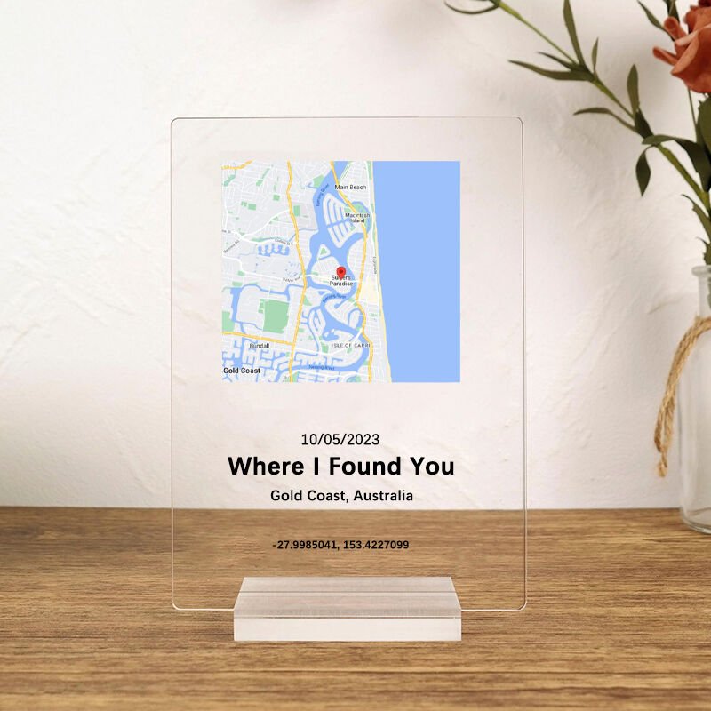 Personalized Acrylic Plaque Where I Found You with Custom Special Day Map Design Meaningful Valentine's Day Gift for Lover
