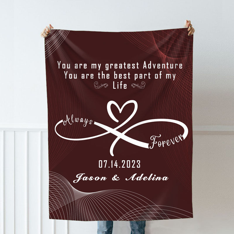Personalized Name Blanket Warm Valentine's Day Gift "You Are My Greatest Adventure"