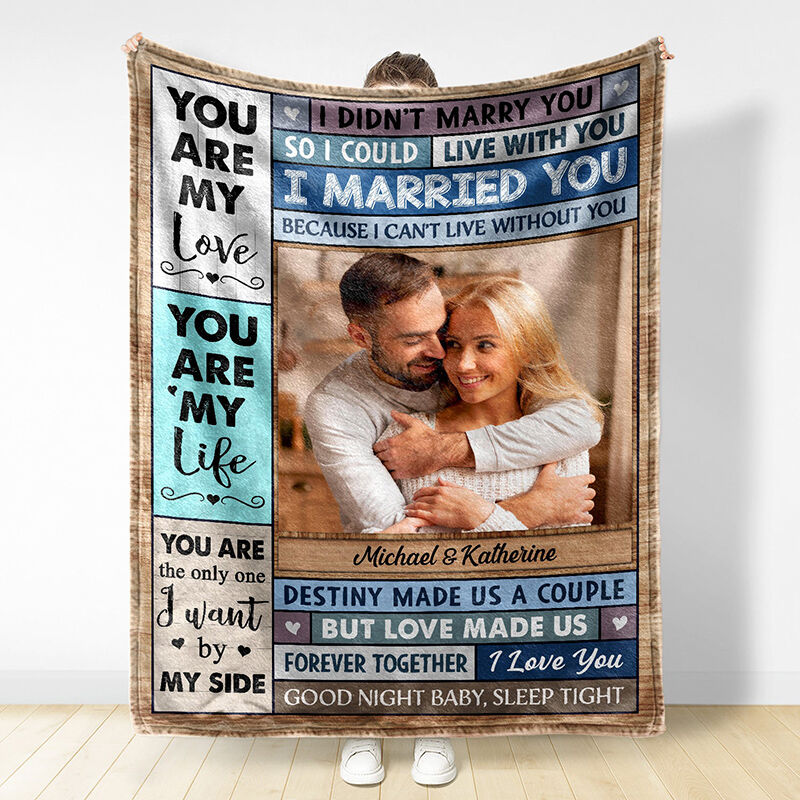 Personalized Picture Blanket Warm Gift for Couples "You Are My Love"
