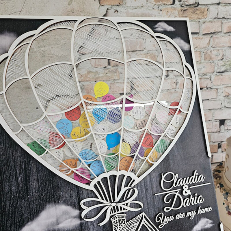 Libro de visitas de boda personalizado con inserciones de casa cálida y globos para regalos románticos para boda