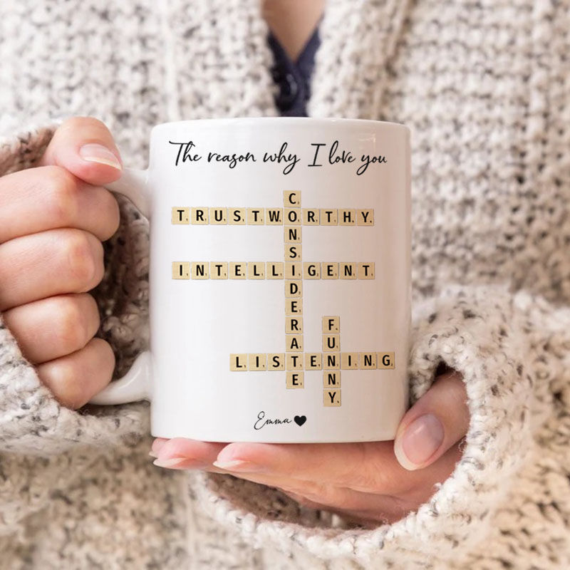 Tasse Scrabble personnalisée Mots d'amour personnalisés Cadeau amusant pour la famille