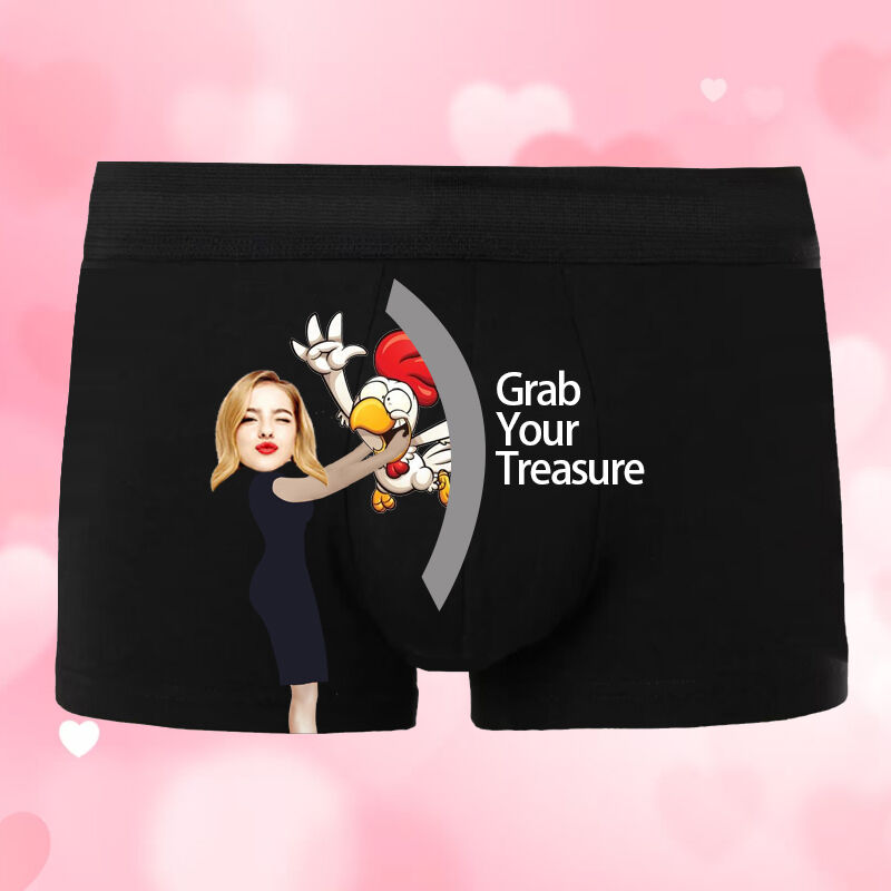 Personalized Picture Men's Underwear Boxer Briefs Wonderful Gift for Him "Grab Your Treasure"