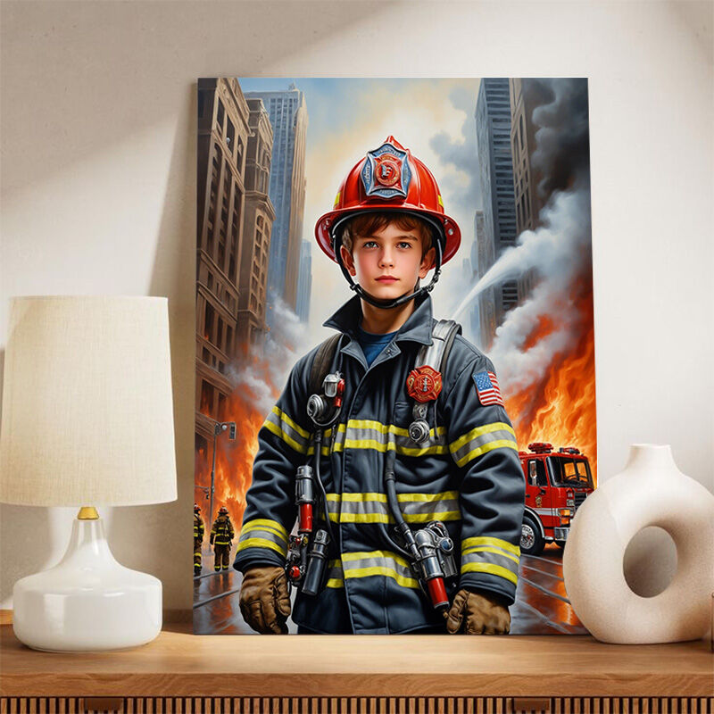 Personalized Firefighter Portraits with Custom Face Swap Best Gift for Child