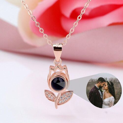Personalized Photo Projection Necklace - Flower