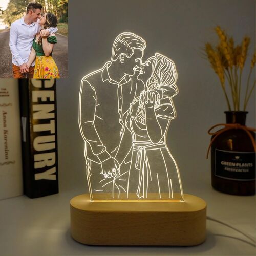 3D 写真入れ 刻印 led テーブル ランプ カスタマイズ