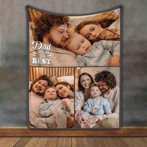 Custom Picture Blanket Minimalist Present for Favourite Dad "You Are The Best"