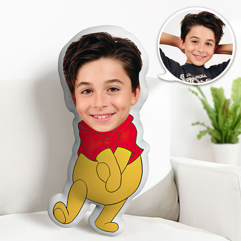 Custom Face Pillow Winnie the Pooh 3D Portrait Personalized Photo Pillow Funny Gifts