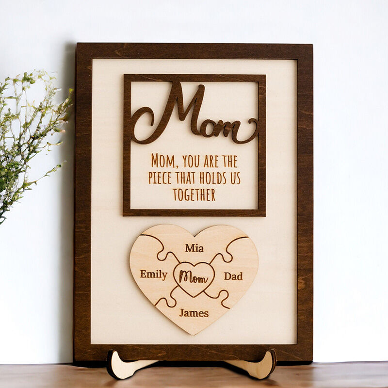 Personalized Heart-Shaped Name Puzzle Photo Frame Warm Mother's Day Gift
