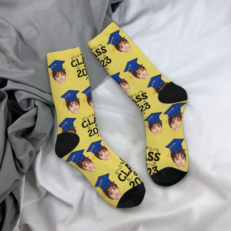 Calzini viso personalizzati 5 colori Aggiungi foto come Regalo di laurea