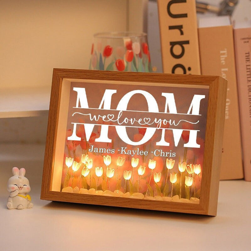 Personalized Name Night Light with Tulips Creative Gift for Mother's Day