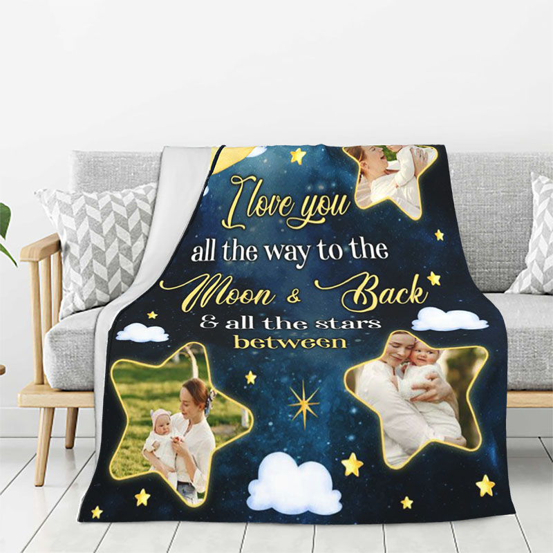 Personalized Picture Blanket with Stars Pattern Interesting Gift for Children