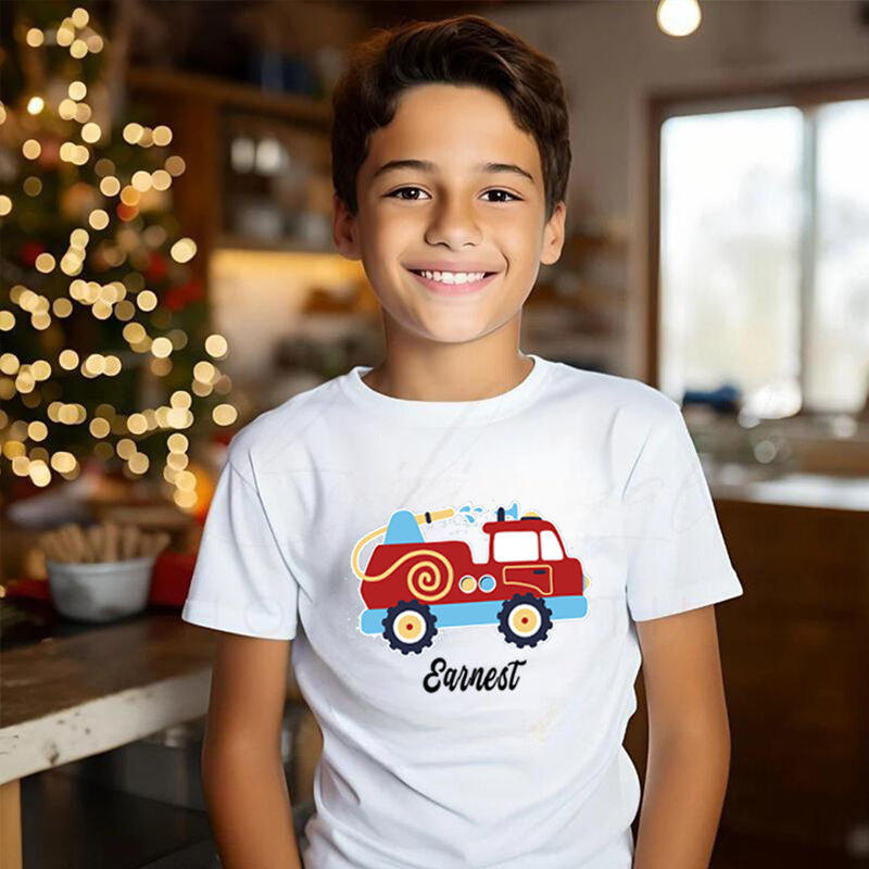 T-Shirt personnalisé pour enfants Nom de la bande personnalisée Motif de la voiture Cadeau pour garçons