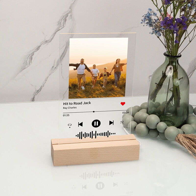 Spersonalizowana tabliczka akrylowa z niestandardowym kodem Spotify Muzyka ze zdjęciem Projekt Niepowtarzalny prezent dla ukochanej osoby