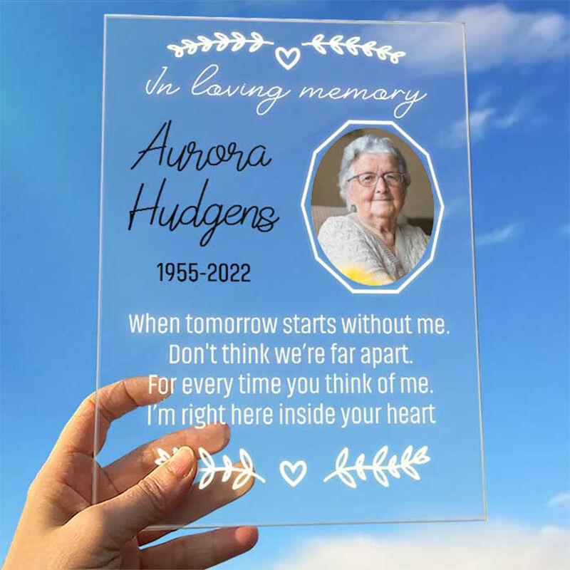 Personalized Acrylic Plaque I'm Right Here Inside Your Heart Custom Photo Memorial Gift for Loved One