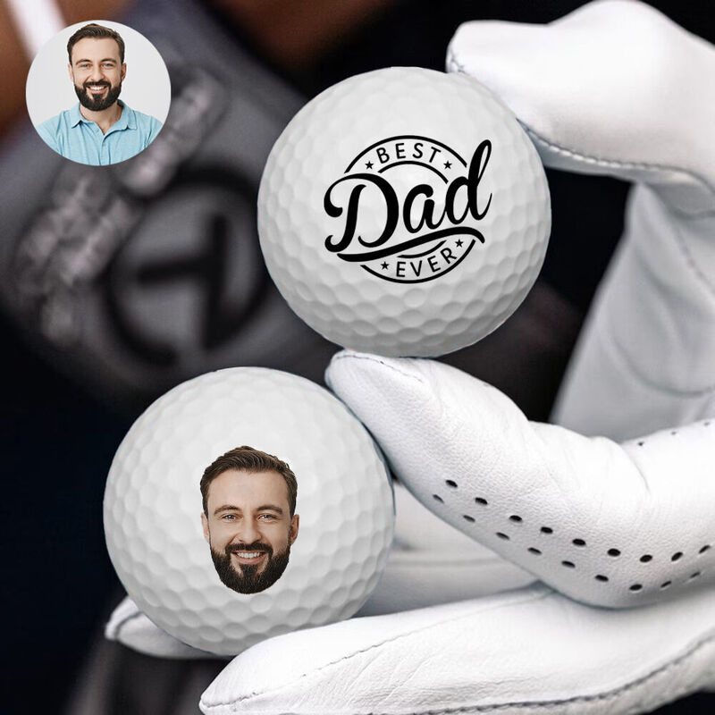 "Bästa pappan någonsin" Anpassat ansikte golfbollarssätt på 3 Födelsedagspresent för farsdag
