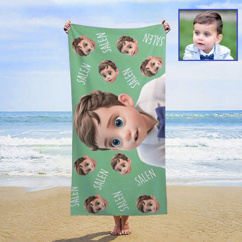 Personalized Cartoon Picture Bath Towel Funny Gift for Kids