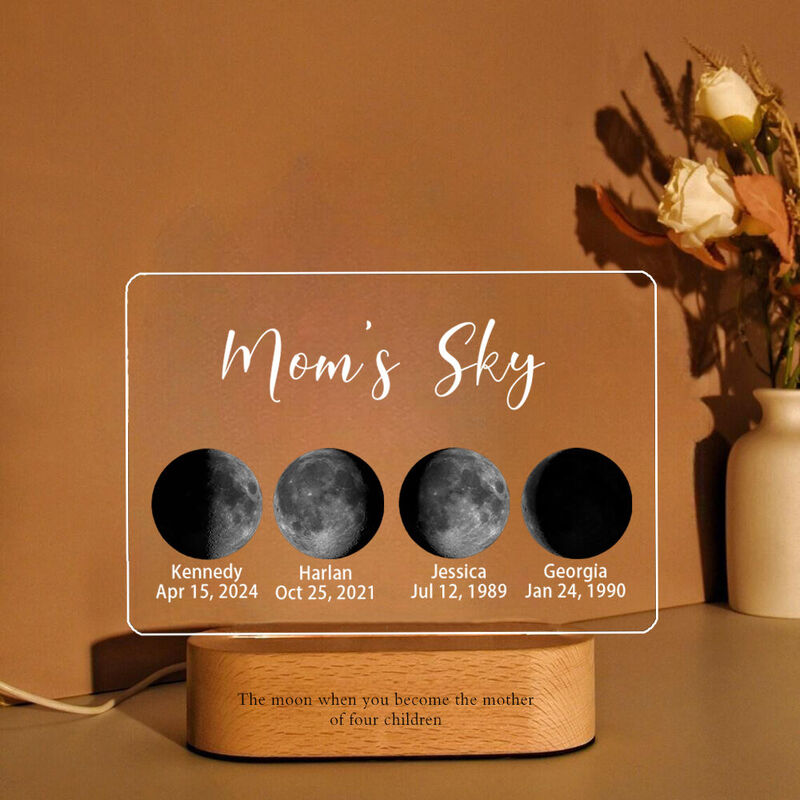 Personalized Moon Phase Picture Night Light Simple Present for Mom