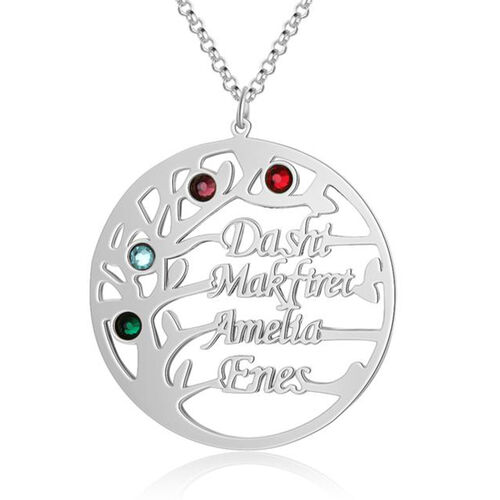 "Existence Of Love" Personalized Family Tree Necklace With Birthstone