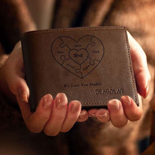Personalisierte Brieftasche Herzform Name Brieftasche Vatertag Geschenke