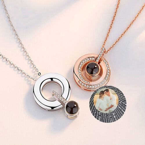 Sterling Silver Round Customizable Picture Projection Necklace