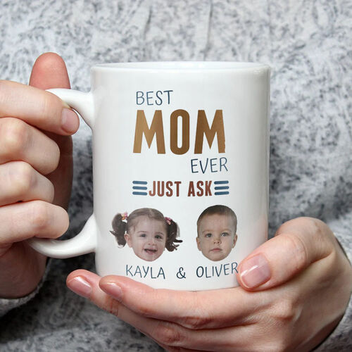 Personalisierte Fototasse mit individuellem Namen "Best Mom Ever"