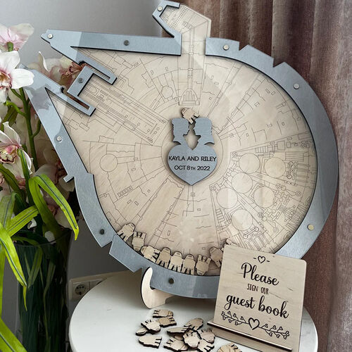 Personalized Starship Wooden Acrylic Custom Name Guest Book