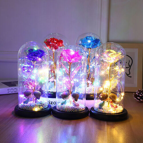 プリザーブドフラワー バラ 薔薇 ガラスドーム ガラスドーム ガラスドーム LEDライト付き カップル プレゼント