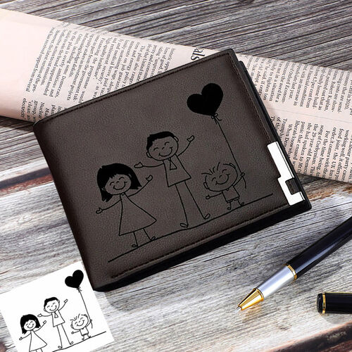 Custom Hand Drawing With Text Men's Wallet Best Gift Christmas For Dad