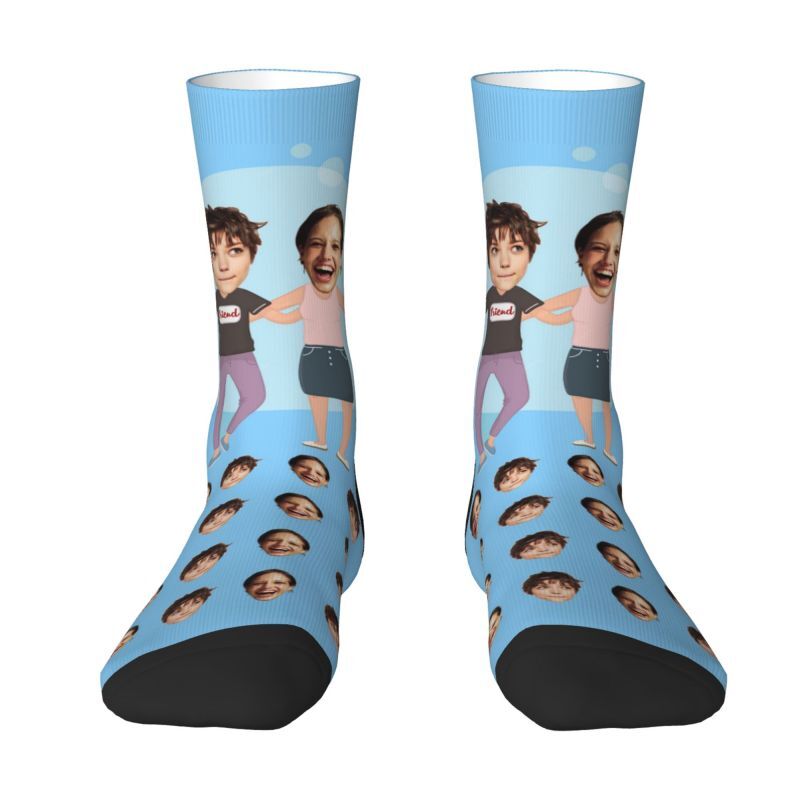 "Funny Sisters" Personalized Face Socks can Add 2 Photos for Friends